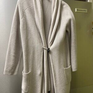 Light beige 100% 2-ply cashmere long sweater